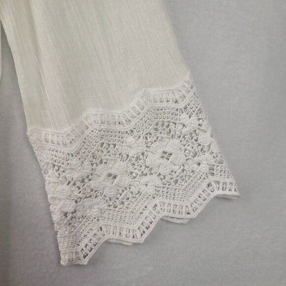 Talbots Womens Gauze Cotton Scalloped Crochet Lace Dress Coverup Beach Vacation - Picture 4 of 12